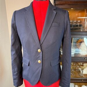 J.Crew Schoolboy Navy Wool Two Gold Button Classic Blazer Size 0